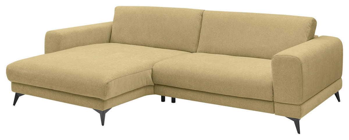 ECKSOFA Limette Chenille  - Limette/Schwarz, KONVENTIONELL, Textil/Metall (194/292cm) - SetOne by Musterring