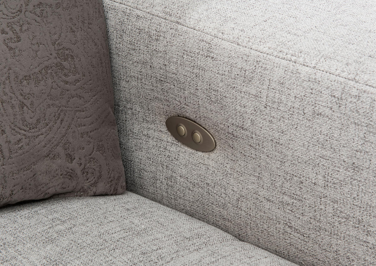 ECKSOFA in Chenille Hellgrau  301/207 cm  - Chromfarben/Hellgrau, Design, Textil (301/207cm) - Xora