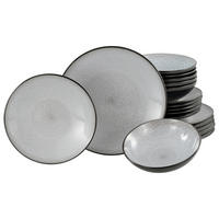 TAFELSERVICE Malmö 18-teilig  - Grauweiß/Schwarz, Basics, Keramik - Creatable