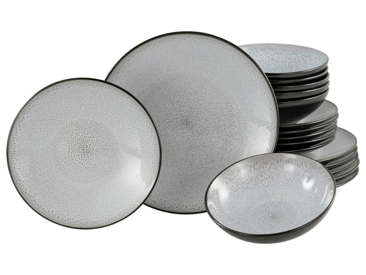 TAFELSERVICE Malmö 18-teilig  - Grauweiß/Schwarz, Basics, Keramik - Creatable