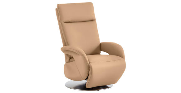 RELAXSESSEL in Leder Hellbraun  - Hellbraun/Edelstahlfarben, Design, Leder/Metall (70/108/80cm) - Cantus