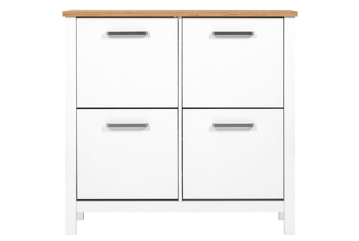 ORMARIĆ ZA OBUĆU  bijela  drvni materijal     - bijela/hrast Artisan, Romantično / ladanjski, drvni materijal (113/109/30cm)