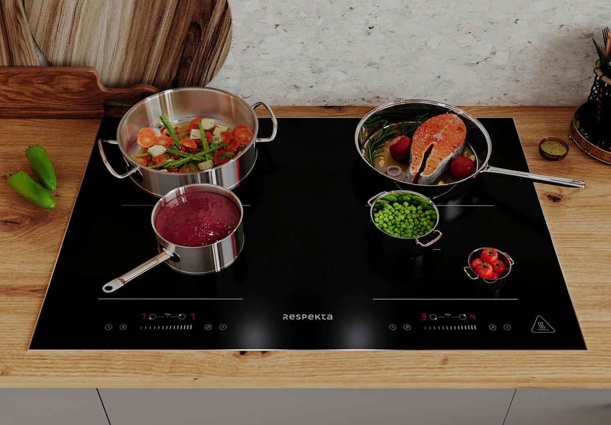 INDUKTIONSKOCHFELD KM8800IF-28  - Schwarz, Trend, Glas/Metall (77/6cm) - Respekta