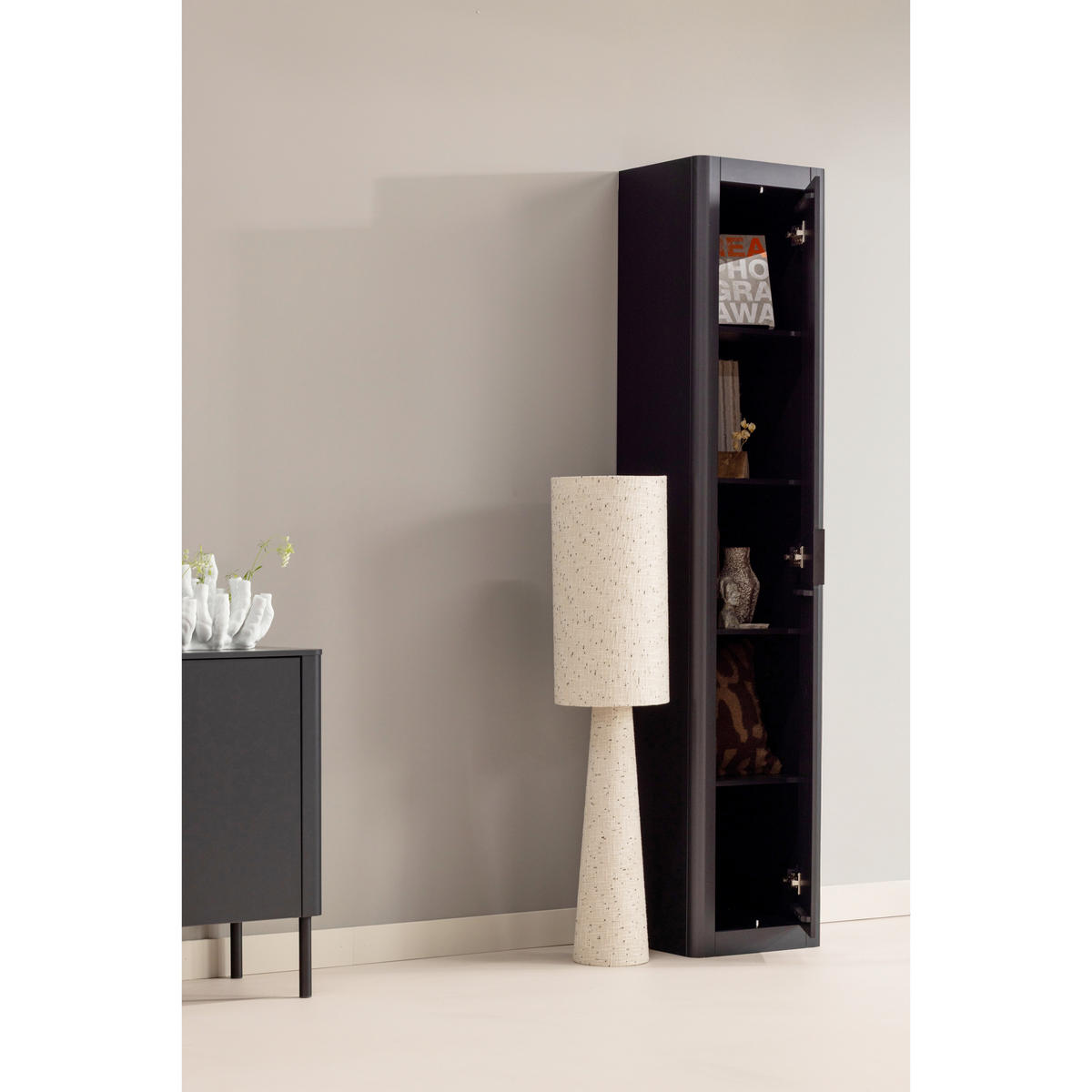 MEHRZWECKSCHRANK 45/217/39 cm  in Schwarz  - Schwarz, Design, Holz (45/217/39cm) - Livetastic