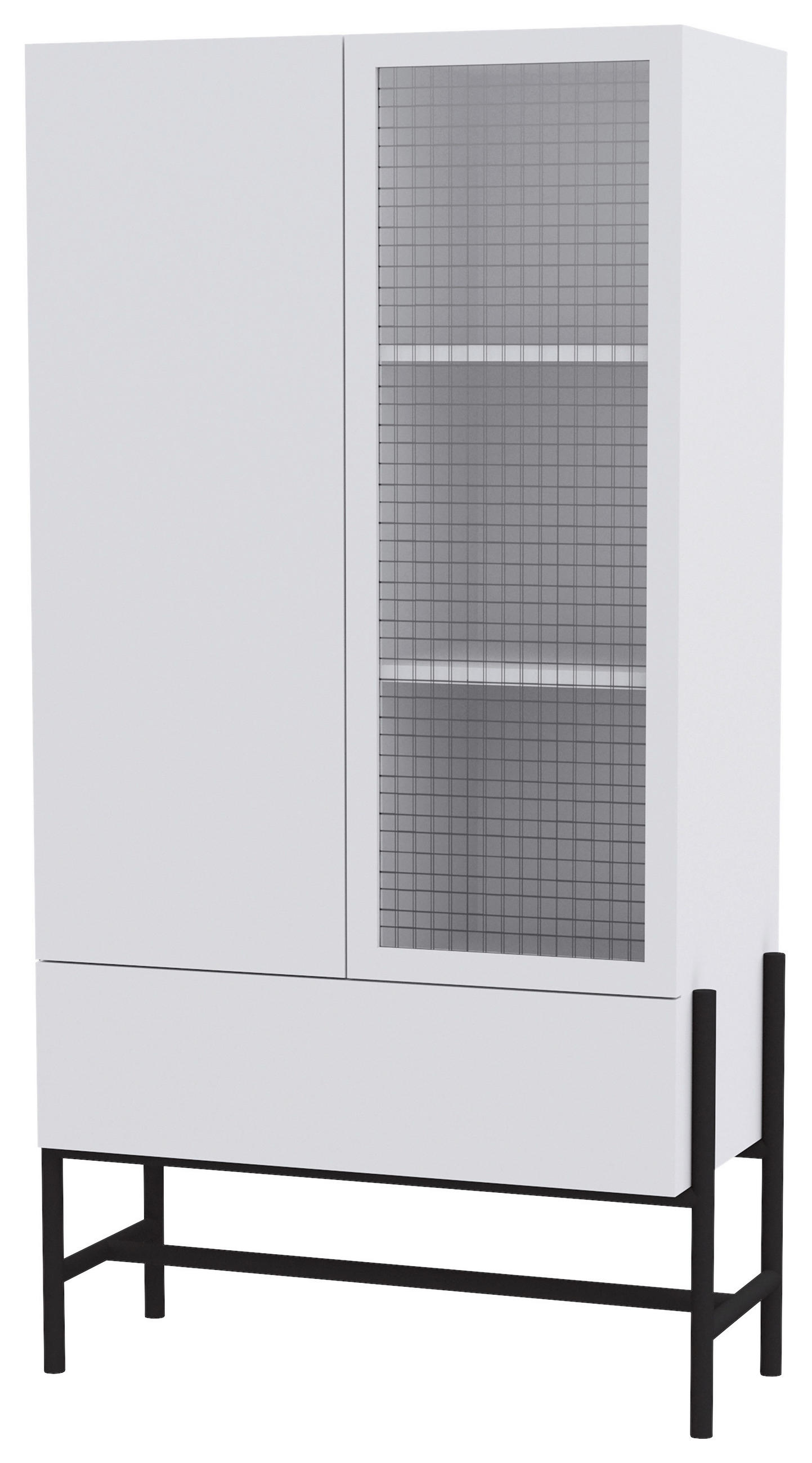 VITRINSKÅP i svart, vit  - vit/svart, Design, metall/trämaterial (80,1/150/42,2cm) - Lomoco
