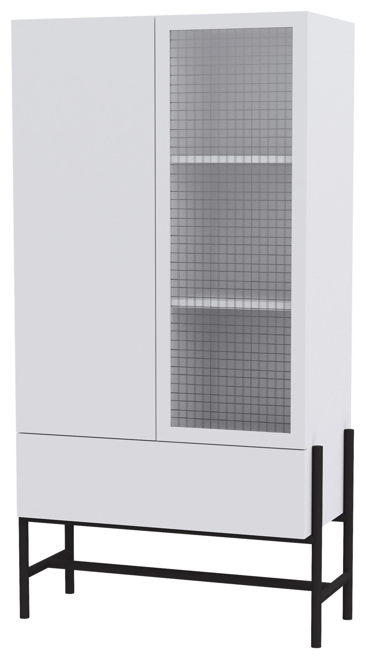 VITRINSKÅP i svart, vit  - vit/svart, Design, metall/trämaterial (80,1/150/42,2cm) - Lomoco