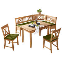 ECKBANKGRUPPE beflockt Wildeiche massiv Grün, Wildeiche  - Wildeiche/Grün, ROMANTIK / LANDHAUS, Holz/Textil (179/137cm) - Venda