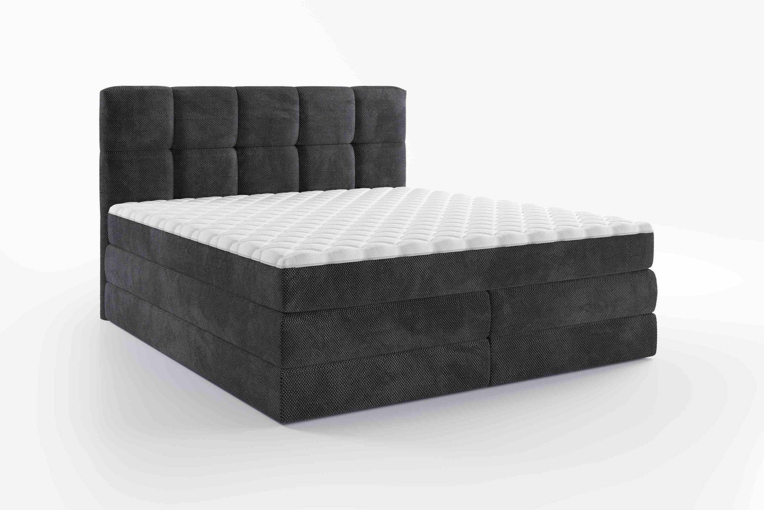 BOXSPRINGBETT 140/200 cm  in Dunkelgrau  - Dunkelgrau/Schwarz, Design, Kunststoff/Textil (140/200cm) - Esposa