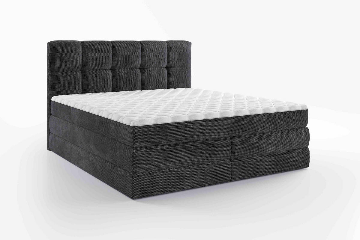 BOXSPRINGBETT 180/200 cm  in Dunkelgrau  - Dunkelgrau/Schwarz, Design, Kunststoff/Textil (180/200cm) - Esposa
