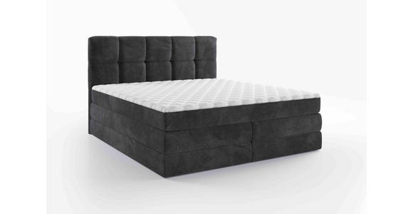 BOXSPRINGBETT 180/200 cm  in Dunkelgrau  - Dunkelgrau/Schwarz, Design, Kunststoff/Textil (180/200cm) - Esposa