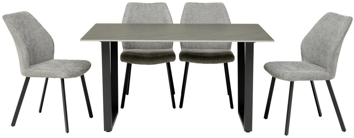 Set Cu Masă Și Scaune in metal, textil, piatră gri închis  - gri închis, Konventionell, metal/textil (90/140/76cm) - MID.YOU