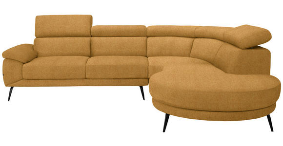ECKSOFA Currygelb Velours  - Currygelb/Schwarz, Design, Textil/Metall (299/264cm) - Novel