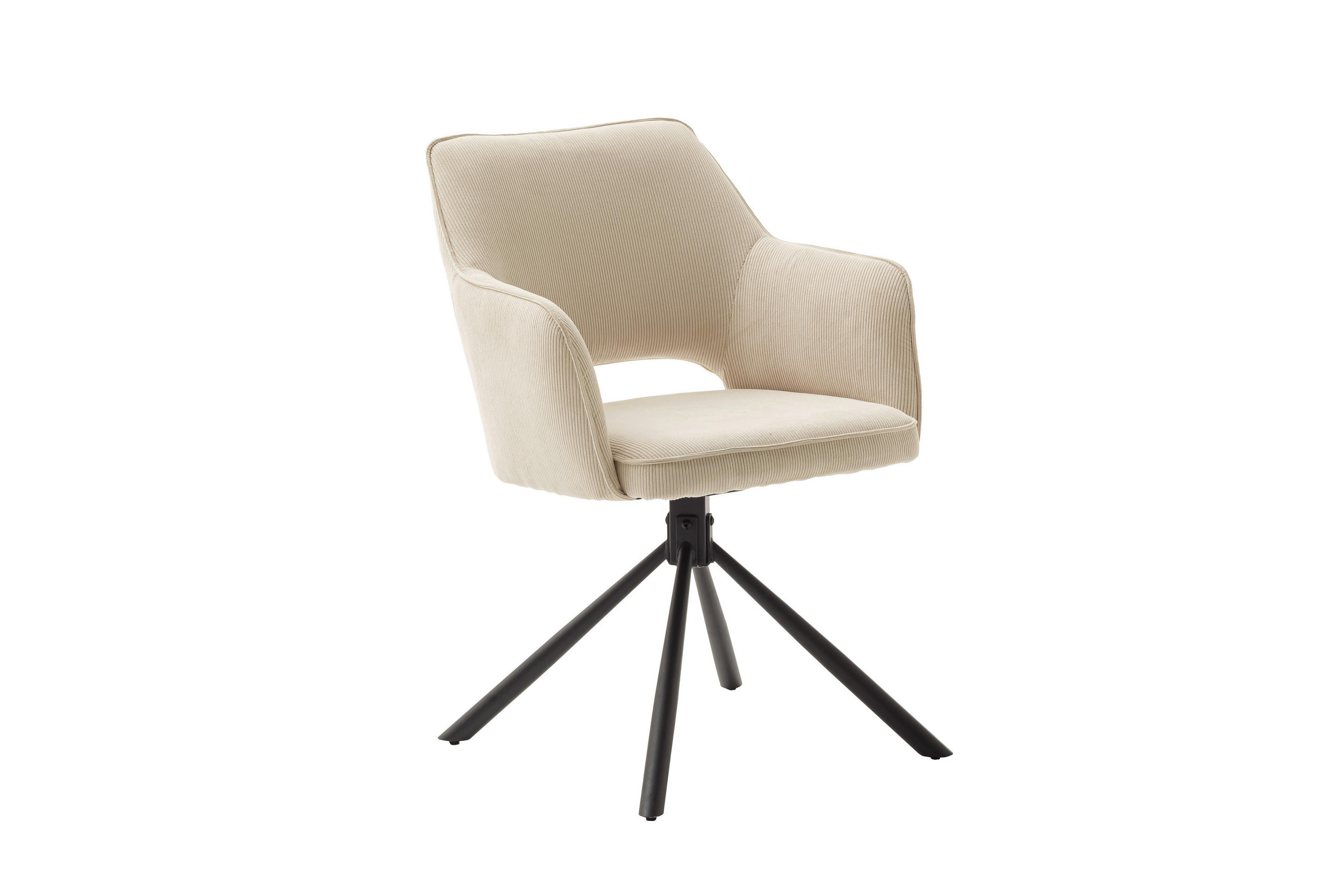 Livetastic Armlehnstuhl Cord Creme, Schwarz, Beige 61x85x61 cm