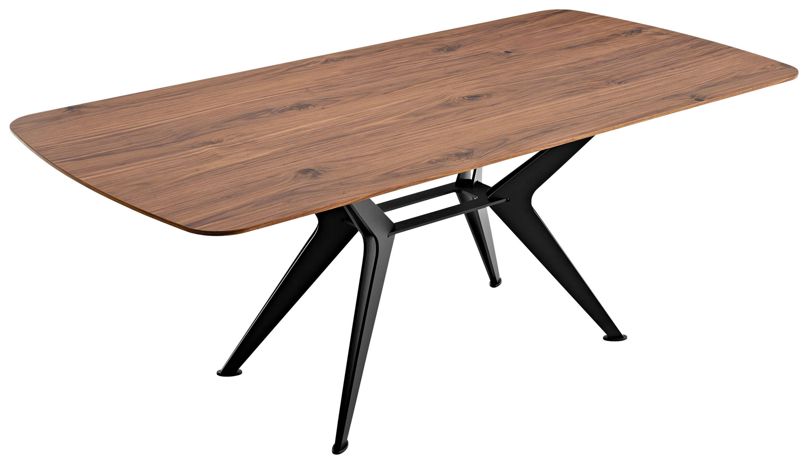 ESSTISCH Nussbaum furniert rechteckig Nussbaumfarben  - Nussbaumfarben/Schwarz, Design, Holz/Metall (200/100/76cm) - Koinor