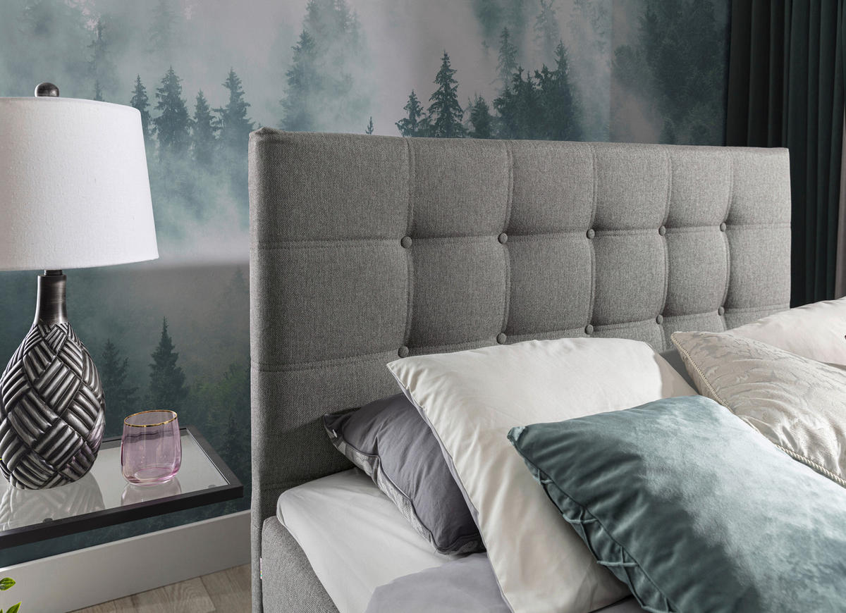 BOXSPRINGBETT 160/200 cm  in Hellgrau  - Silberfarben/Hellgrau, MODERN, Textil (160/200cm) - MID.YOU