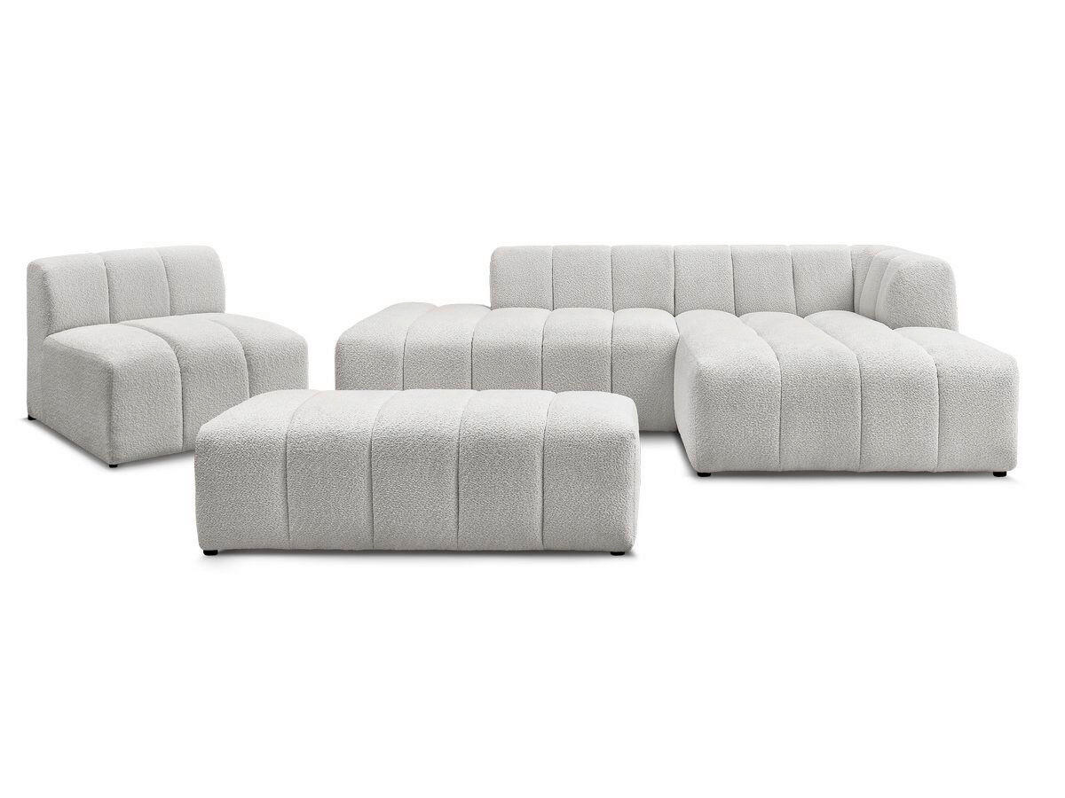 ECKSOFA Ottomane rechts  ANNECY Hellgrau Bouclé  - Hellgrau/Schwarz, MODERN, Kunststoff/Textil (262/170cm)
