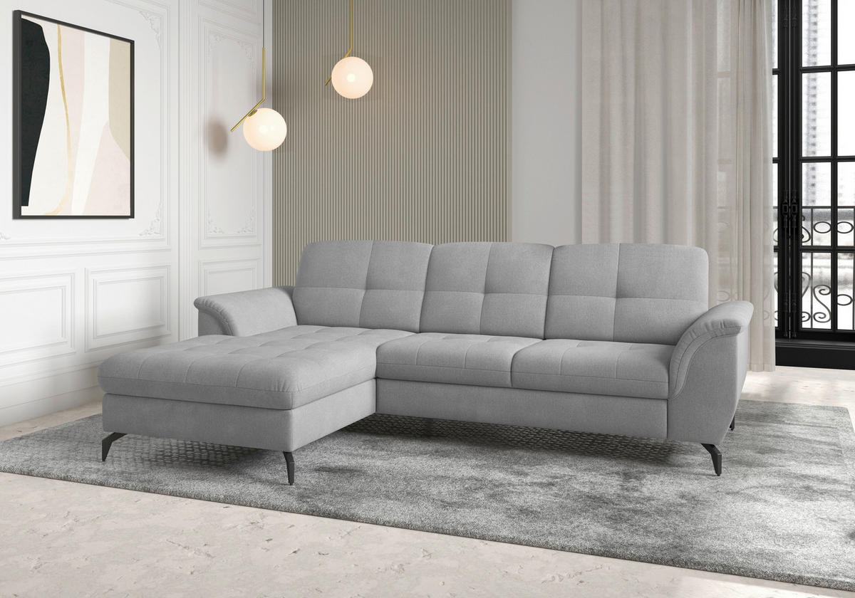 ECKSOFA ZORA E Grau Flachgewebe  - Schwarz/Grau, MODERN, Textil/Metall (164/262cm) - Sit & More