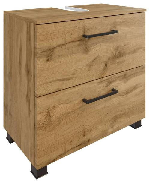 WASCHBECKENUNTERSCHRANK 60/59/35 cm  - Eichefarben/Schwarz, Modern, Holzwerkstoff/Metall (60/59/35cm) - Held