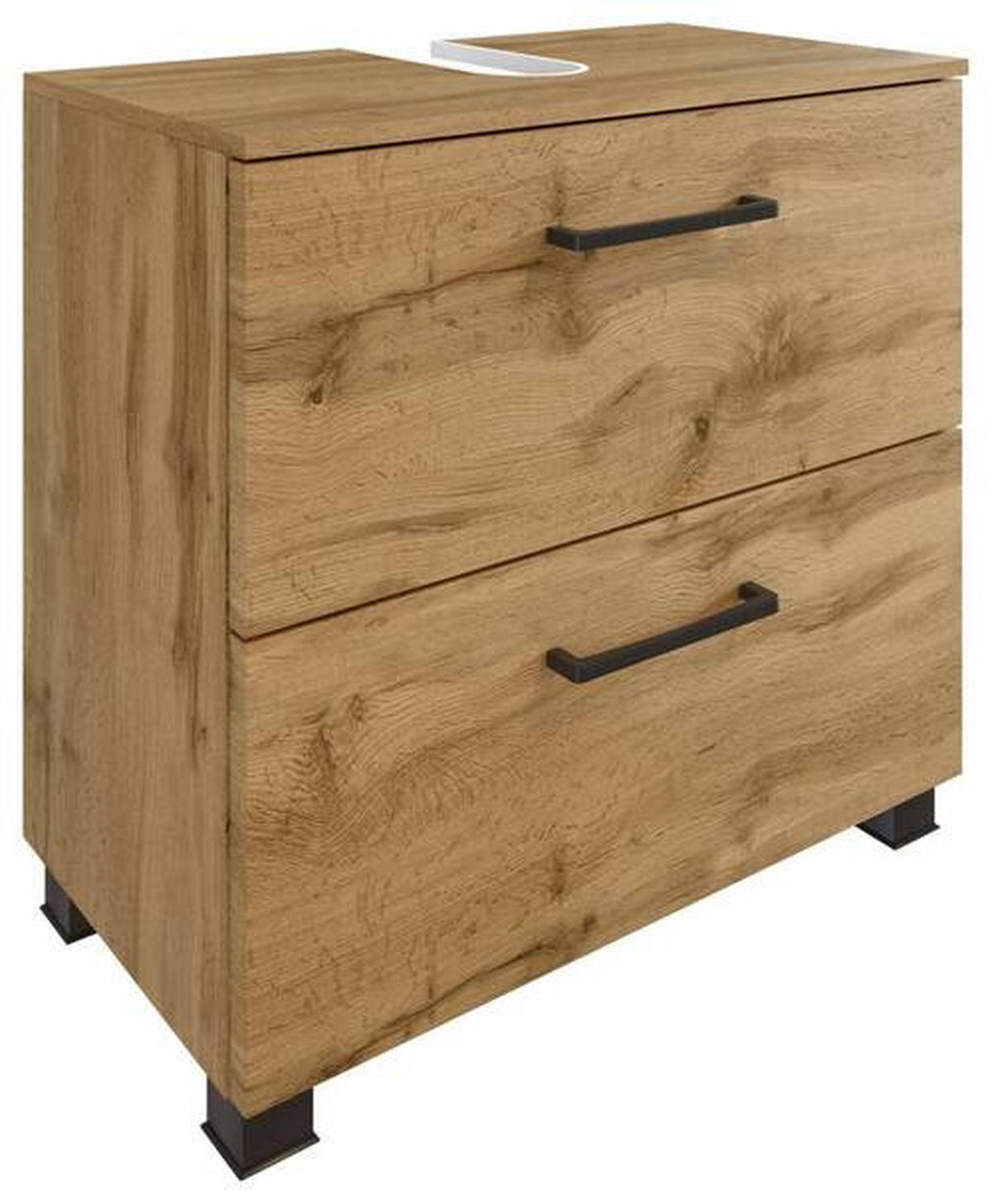 WASCHBECKENUNTERSCHRANK 60/59/35 cm  - Eichefarben/Schwarz, Modern, Holzwerkstoff/Metall (60/59/35cm) - Held