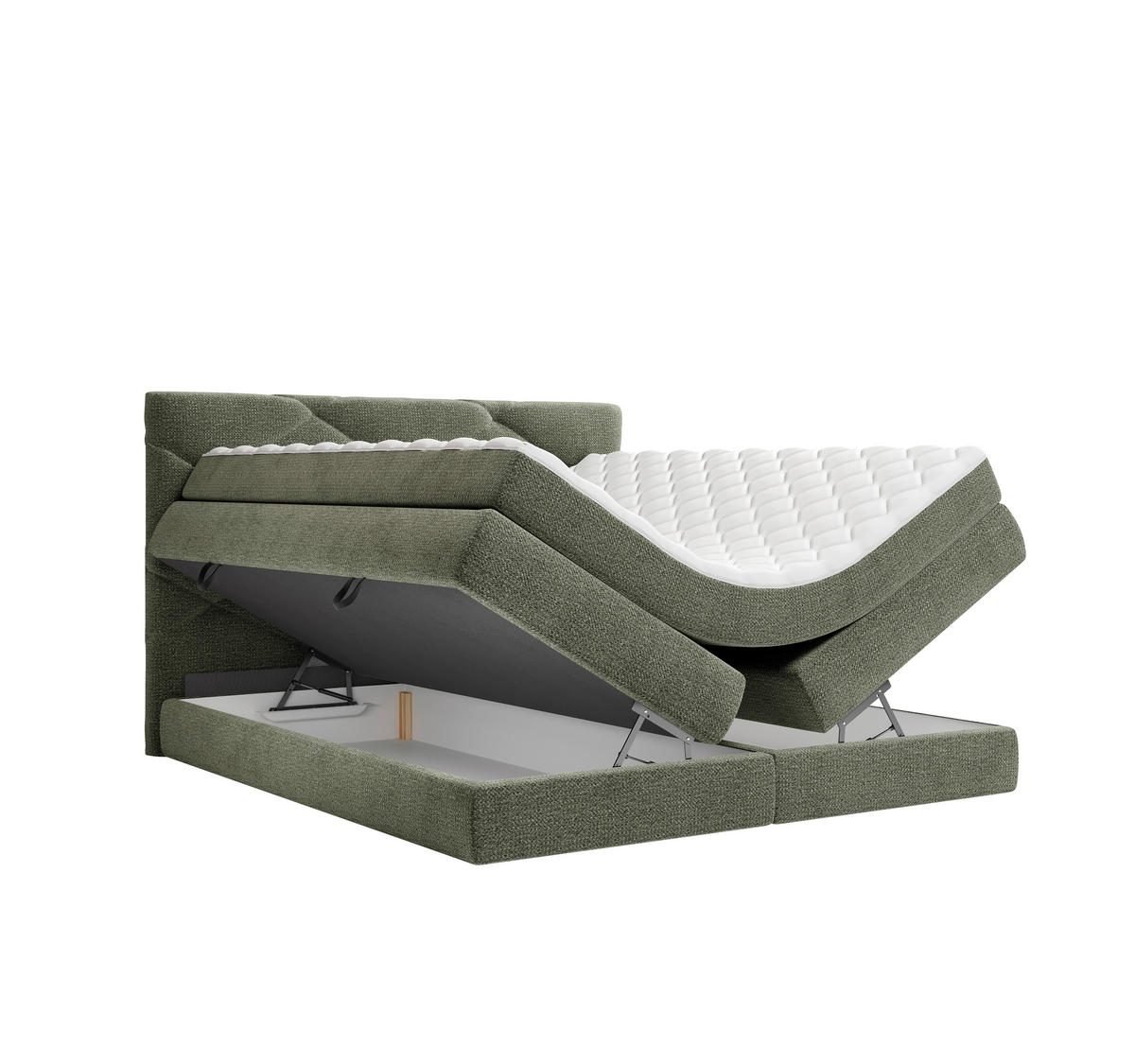 BOXSPRINGBETT 140/200 cm,  in Dunkelgrün, Bettkasten, Matratzen, H2 + H3 = mittel + fest  - Dunkelgrün/Schwarz, KONVENTIONELL, Kunststoff/Textil (140/200cm) - Carryhome