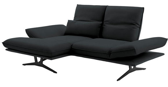 ECKSOFA in Echtleder Grau  - Gelb/Schwarz, Design, Leder/Metall (130/210cm) - Dieter Knoll