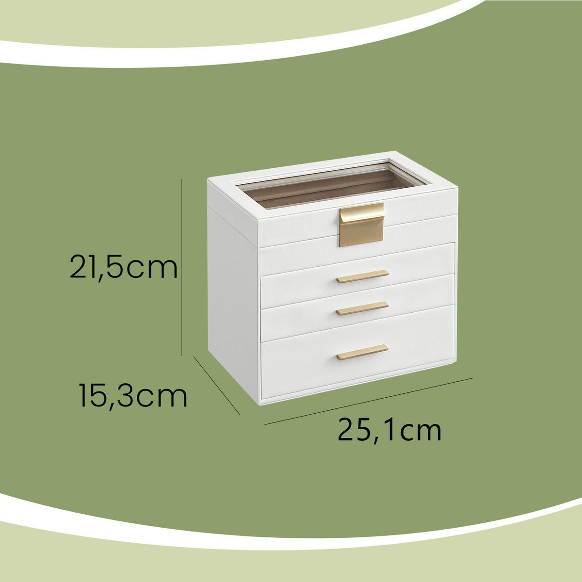 SCHMUCKKÄSTCHEN 25,1/21.5/15,3 cm  - Weiß, LIFESTYLE, Holzwerkstoff (25,1/21.5/15,3cm)