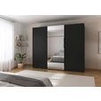 SCHWEBETÜRENSCHRANK 301/223/68 cm 3-türig Schwarz  - Schwarz, KONVENTIONELL, Glas/Holzwerkstoff (301/223/68cm) - Novel