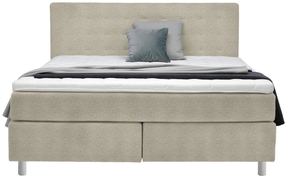 BOXSPRINGBETT 160/200 cm  in Beige  - Chromfarben/Beige, KONVENTIONELL, Kunststoff/Textil (160/200cm) - Voleo