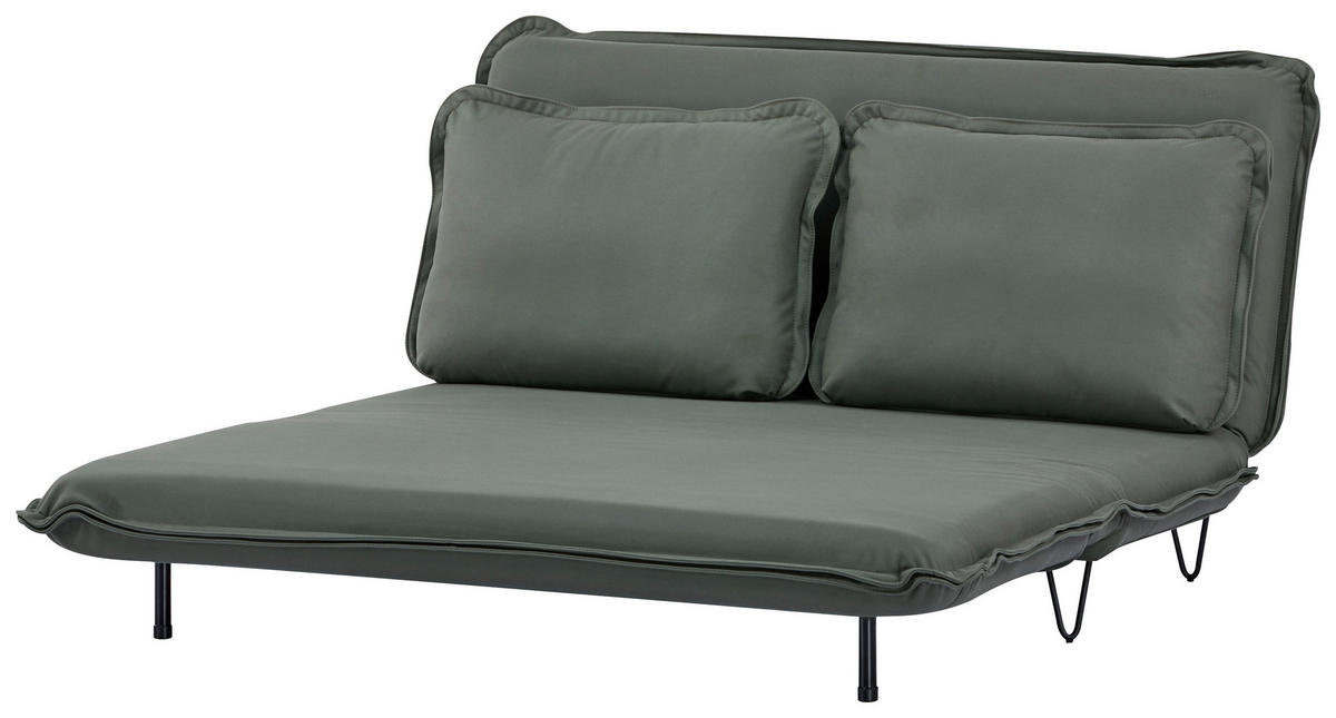 SCHLAFSOFA Webstoff Grün, Taupe  - Taupe/Schwarz, Design, Textil/Metall (152/82/92cm) - Livetastic