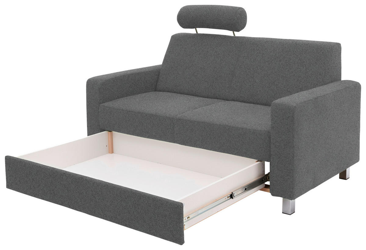 2-SITZER-SOFA in Flachgewebe Grau  - Chromfarben/Grau, Design, Textil/Metall (158/83/85cm) - Xora