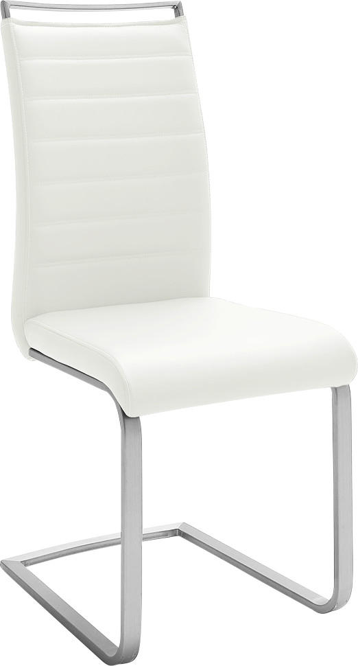 Schwingstuhl in Metall, Textil Weiß, Edelstahlfarben