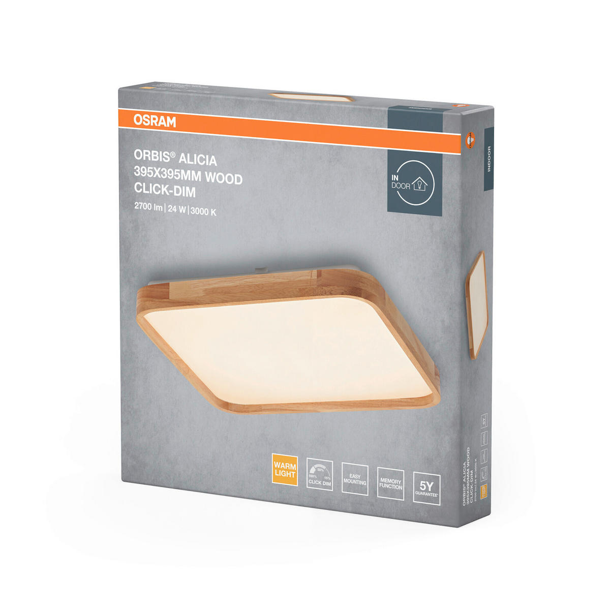 LED-DECKENLEUCHTE 39.5/39.5/6 cm   - Basics, Kunststoff/Metall (39.5/39.5/6cm) - Osram