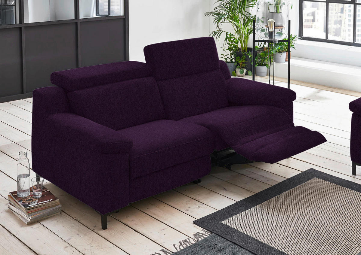 2,5-SITZER  in Chenille Violett  - Violett/Schwarz, Design, Textil/Metall (188/84-104/104cm) - Valdera