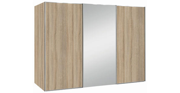SCHWEBETÜRENSCHRANK  in Sonoma Eiche  - Alufarben/Sonoma Eiche, Design, Glas/Holzwerkstoff (280/222/68cm) - Moderano