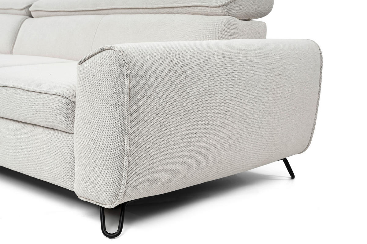 ECKSOFA in Flachgewebe Weiss  - Weiss/Schwarz, Design, Textil/Metall (200/250cm) - Stylife