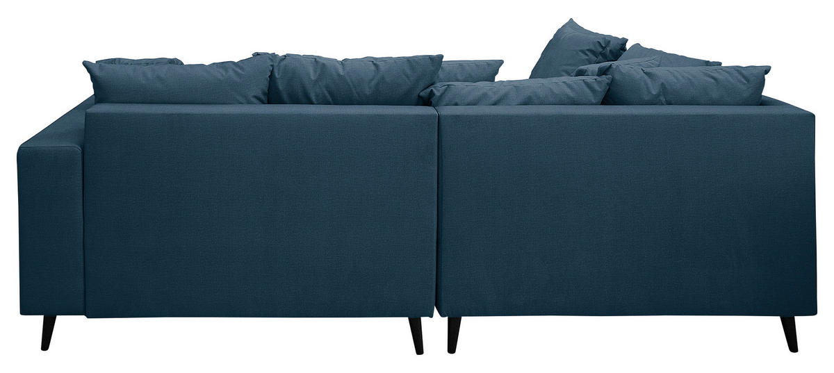 Ecksofa inkl. Hocker in Mikrofaser Dunkelblau  - Schwarz/Dunkelblau, Design, Holz/Textil (174/247cm) - MID.YOU