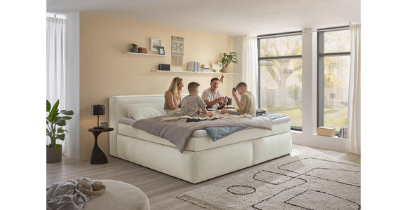 BOXSPRINGBETT 180/200 cm,  in Creme, Matratze, Topper, H3 + H4 = fest + sehr fest  - Creme/Schwarz, LIFESTYLE, Kunststoff/Textil (180/200cm) - Esposa