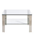 COUCHTISCH in Metall, Glas 75/75/43 cm - Klar/Silberfarben, Design, Glas/Metall (75/75/43cm) - Novel