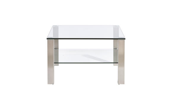 COUCHTISCH in Metall, Glas 75/75/43 cm - Klar/Silberfarben, Design, Glas/Metall (75/75/43cm) - Novel