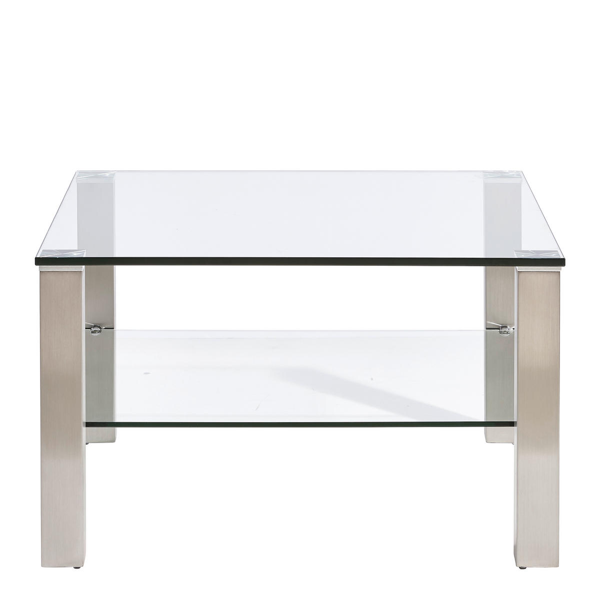 DOHÁNYZÓASZTAL fém, Üveg 75/75/43 cm   - ezüstszínű/átlátszó, Design, Üveg/fém (75/75/43cm) - Novel
