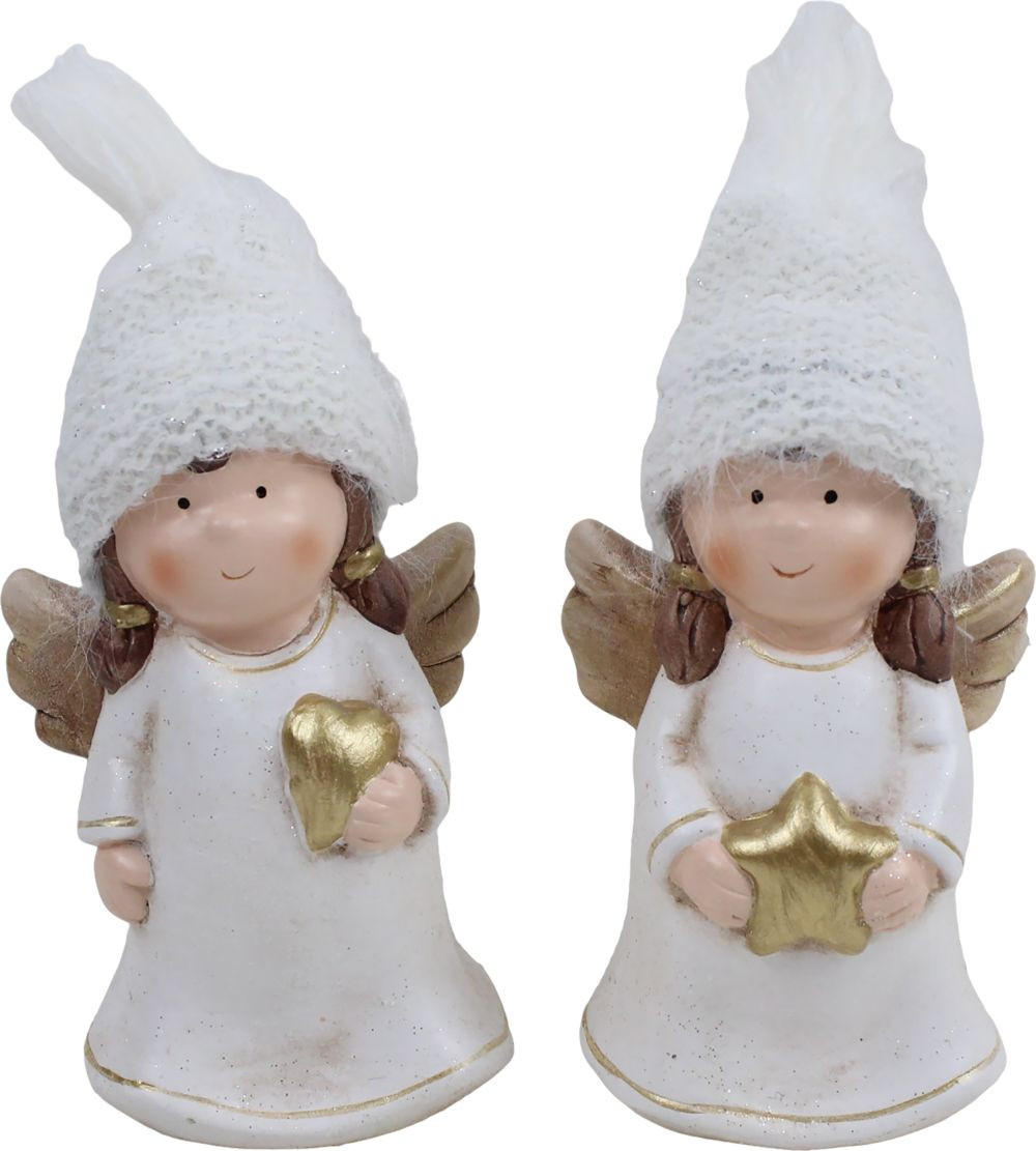 DEKORAČNÍ ANDĚL - bílá/barvy zlata, Lifestyle, textil/keramika (7,8/14/6,5cm) - X-Mas
