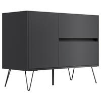 SIDEBOARD Posseik Industrial  in 99/75,8/42 cm  - Graphitfarben/Schwarz, Design, Holzwerkstoff/Metall (99/75,8/42cm) - P & B
