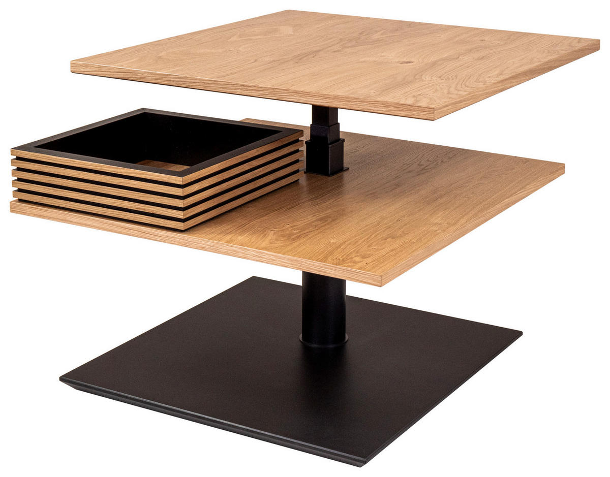 COUCHTISCH in Holz, Metall, Holzwerkstoff 70/70/49-67 cm  - Wildeiche/Schwarz, Design, Holz/Holzwerkstoff (70/70/49-67cm) - Novel