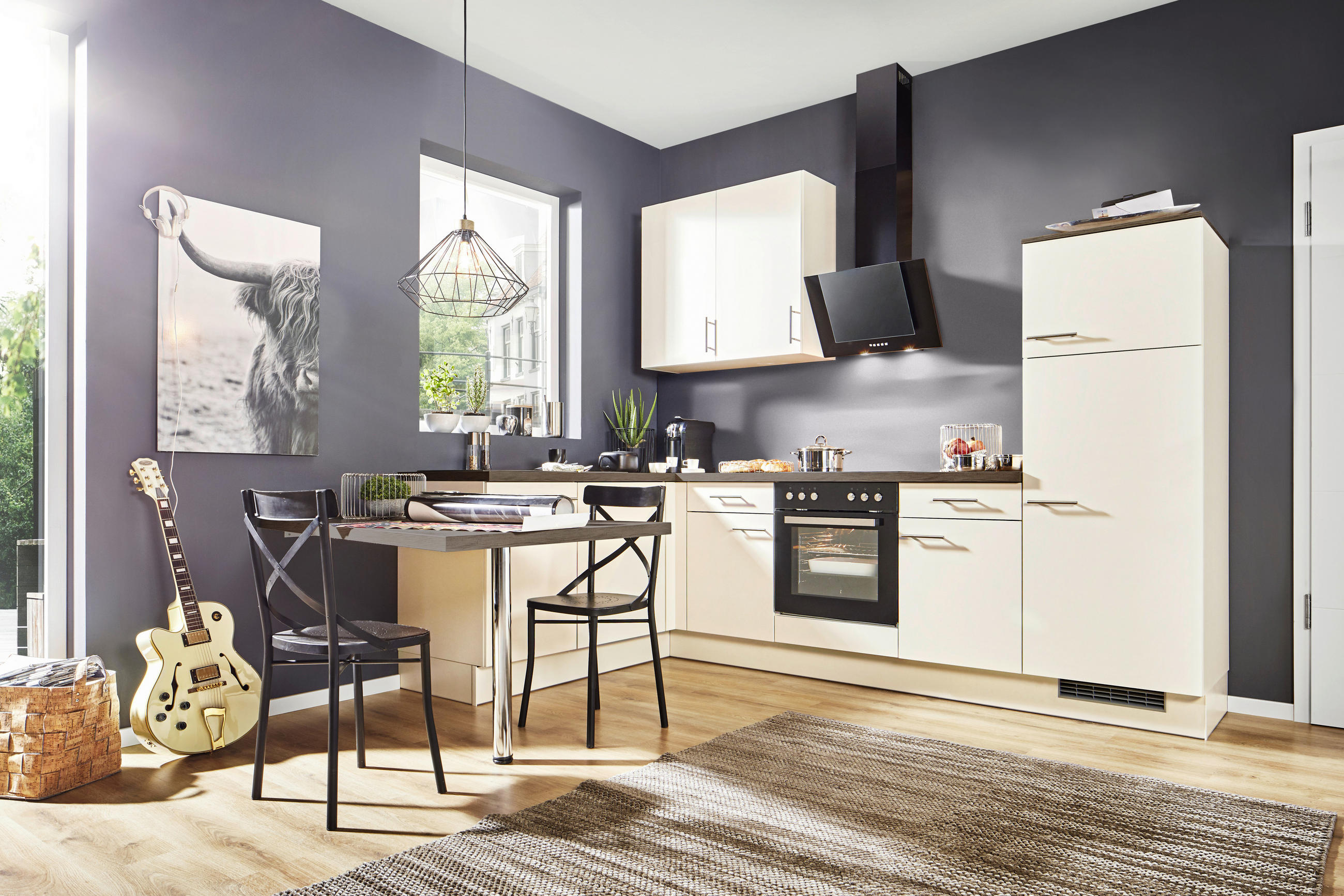 ECKKÜCHE 175/285,2 cm  in Magnolie, Eiche dunkel  - Eiche dunkel/Edelstahlfarben, Basics, Holzwerkstoff/Metall (175/285,2cm) - Venda