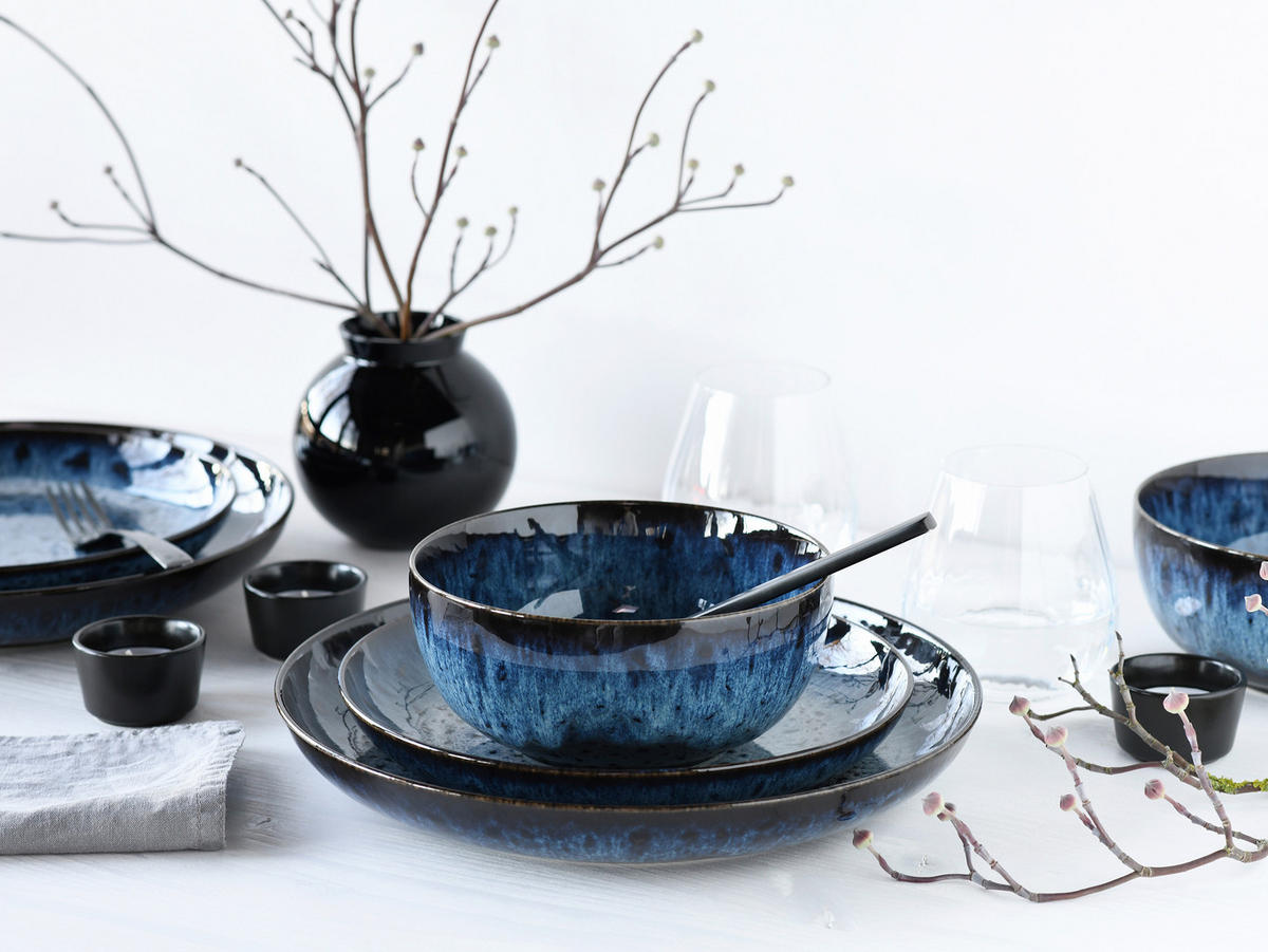 TAFELSERVICE Allround Magic Blue 12-teilig  - Blau/Schwarz, Basics, Keramik - Creatable