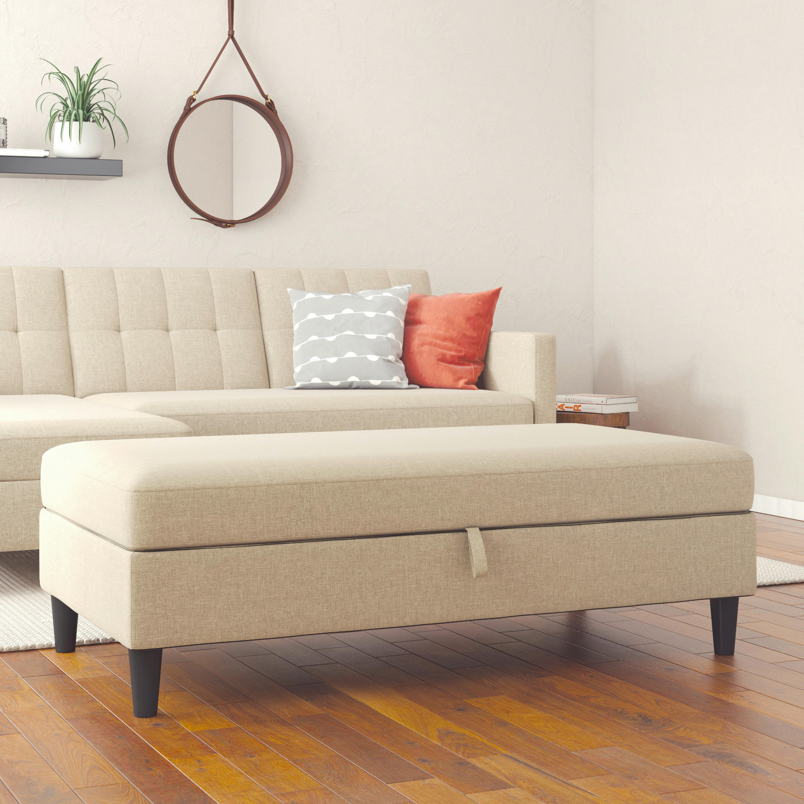 HOCKER in Textil Cappuccino  - Schwarz/Cappuccino, Basics, Kunststoff/Textil (130/43/69cm) - Livetastic