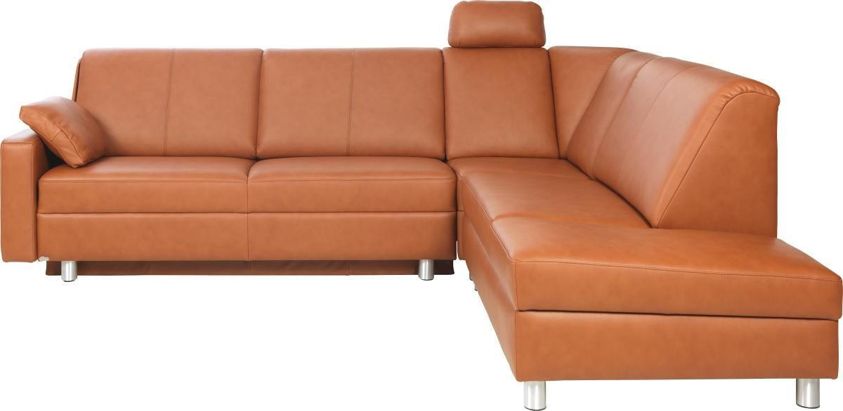 ECKSOFA in Echtleder Braun  268/217 cm  - Alufarben/Braun, KONVENTIONELL, Leder/Metall (268/217cm) - Sedda