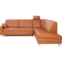 ECKSOFA in Echtleder Braun  268/217 cm  - Alufarben/Braun, KONVENTIONELL, Leder/Metall (268/217cm) - Sedda