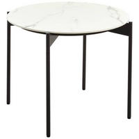 COUCHTISCH in Metall, Keramik 55/55/49 cm  - Creme/Schwarz, Design, Keramik/Metall (55/55/49cm) - Venjakob