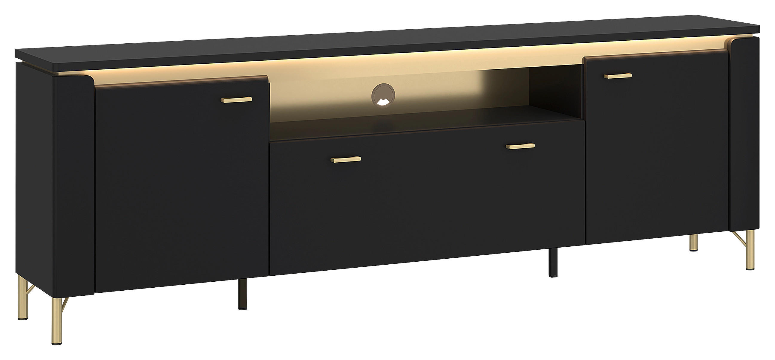 TV-Element Norica Goldfarben/Schwarz B: 200,3 cm